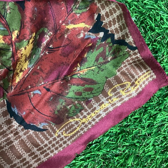Oscar De La Renta Vintage 100% Silk Fall Autumn Scarf - Picture 5 of 10